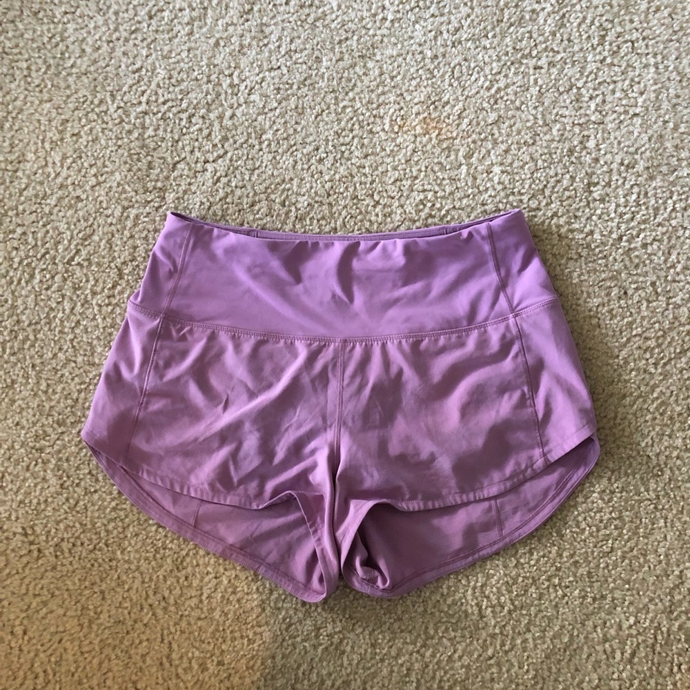 Lululemon pink high rise speed up shorts